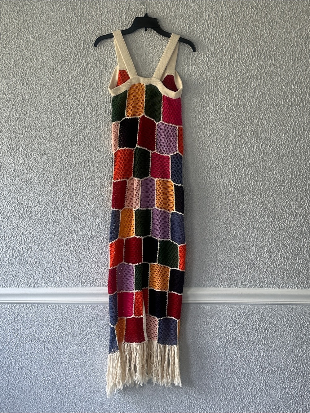 Carolina K Vera Crochet Dress Multicolor Crochet Maxi Dress with Fringe Trim - Picture 9 of 12
